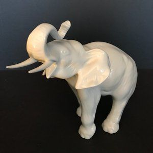 Vintage Royal Dux White Porcelain Elephant